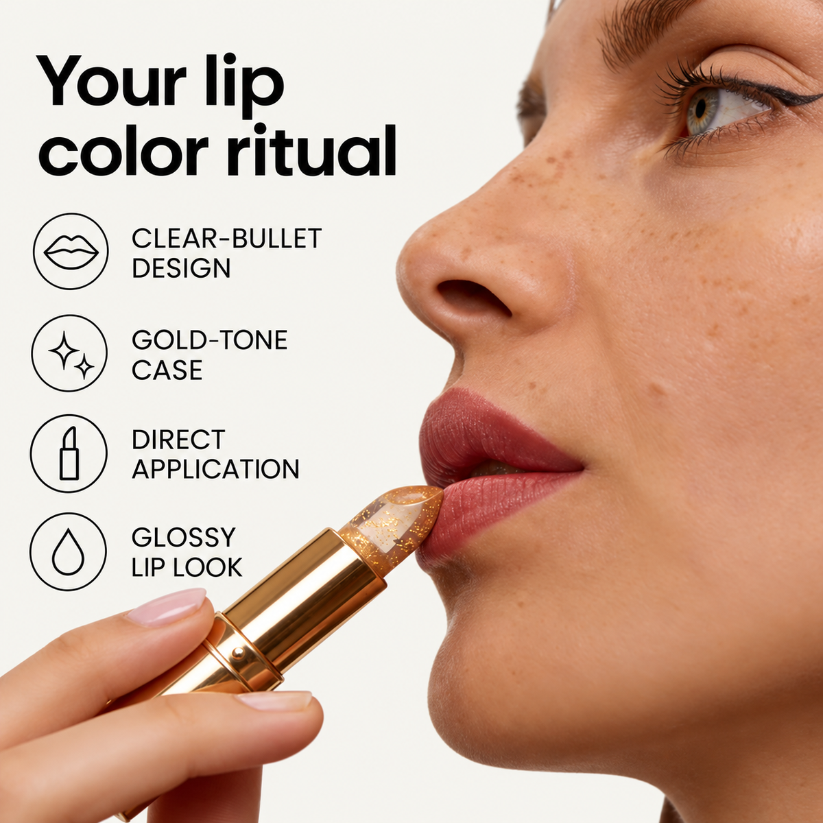 Glossy Lipstick with Clear Bullet